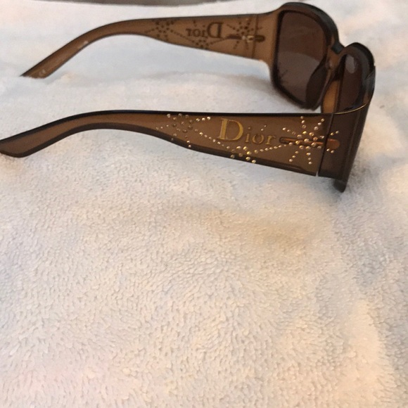 Dior Rectangle Sunglasses in Brown w/Rhinestones - Picture 3 of 4